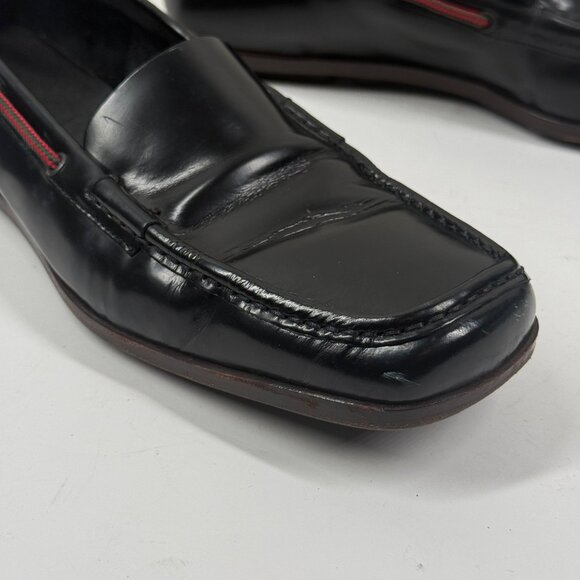 Vintage Gucci Loafers Web Detail Black Leather Slip-On Made in Italy Size 7 - Picture 3 of 15